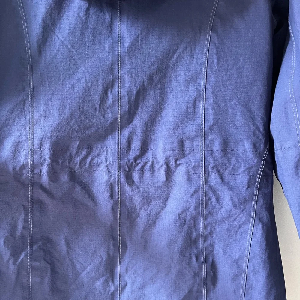 KUHL Jetstream Lightweight Trench Women’s Medium Navy Blue Hooded Rain Jacket - Picture 6 of 12